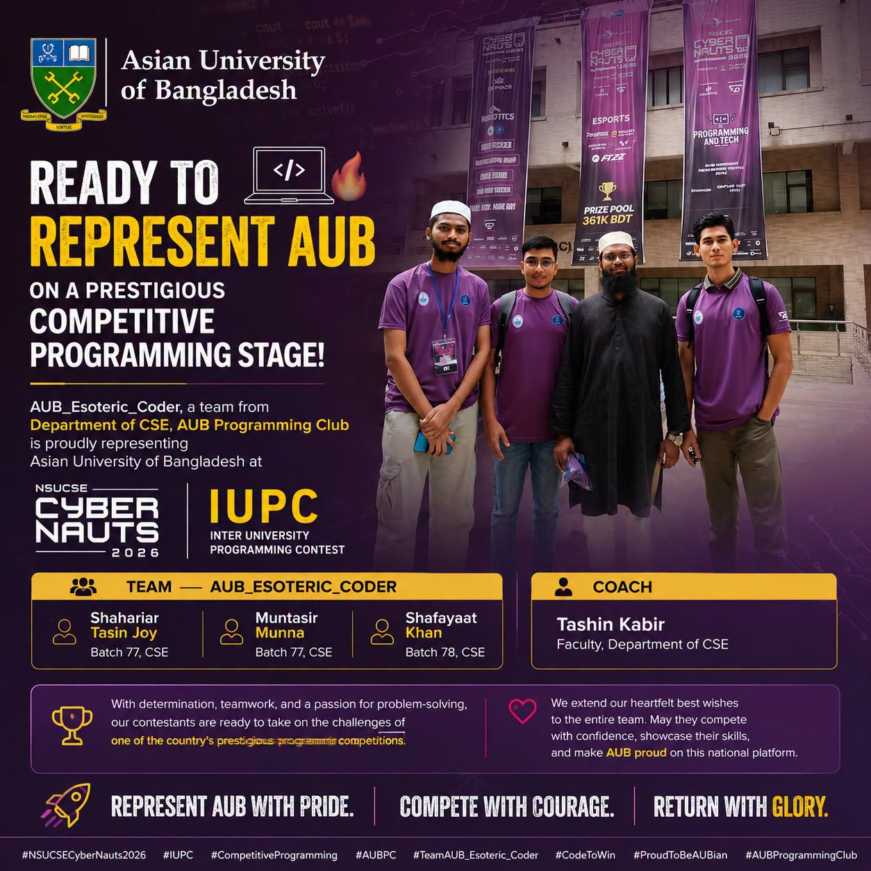 Representing AUB on a Prestigious Competitive Programming Stage! 💻🚀