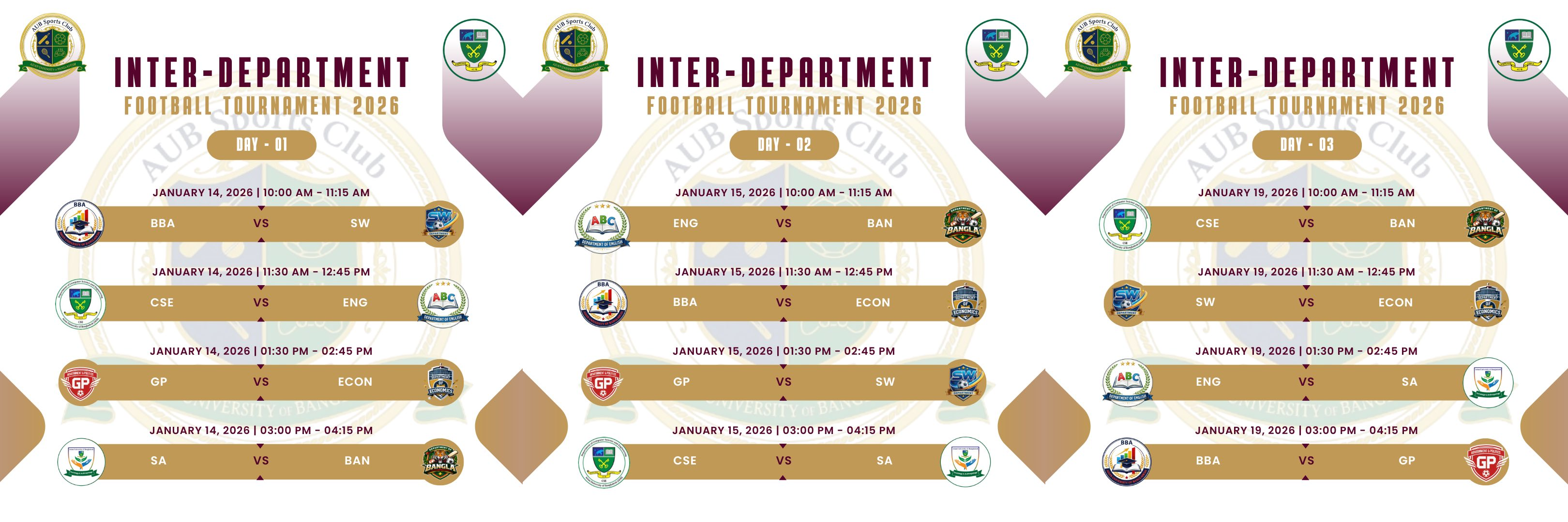 আল্লামা আব্দুল খালেক স্মৃতি আন্ত বিভাগীয় ফুটবল টুর্নামেন্ট ২০২৬ এর ম্যাচ ফিক্সচার