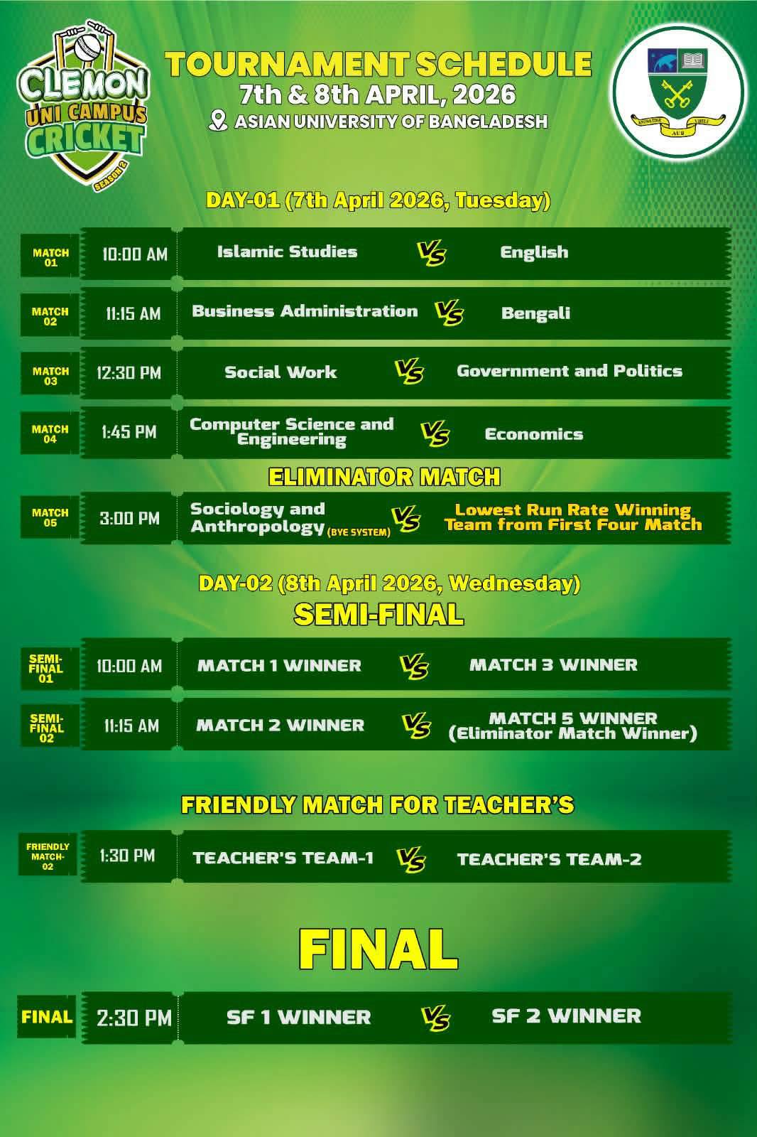 Game On! 🏏🙌 Two days. Multiple departments. Only ONE champion. 🥇 image