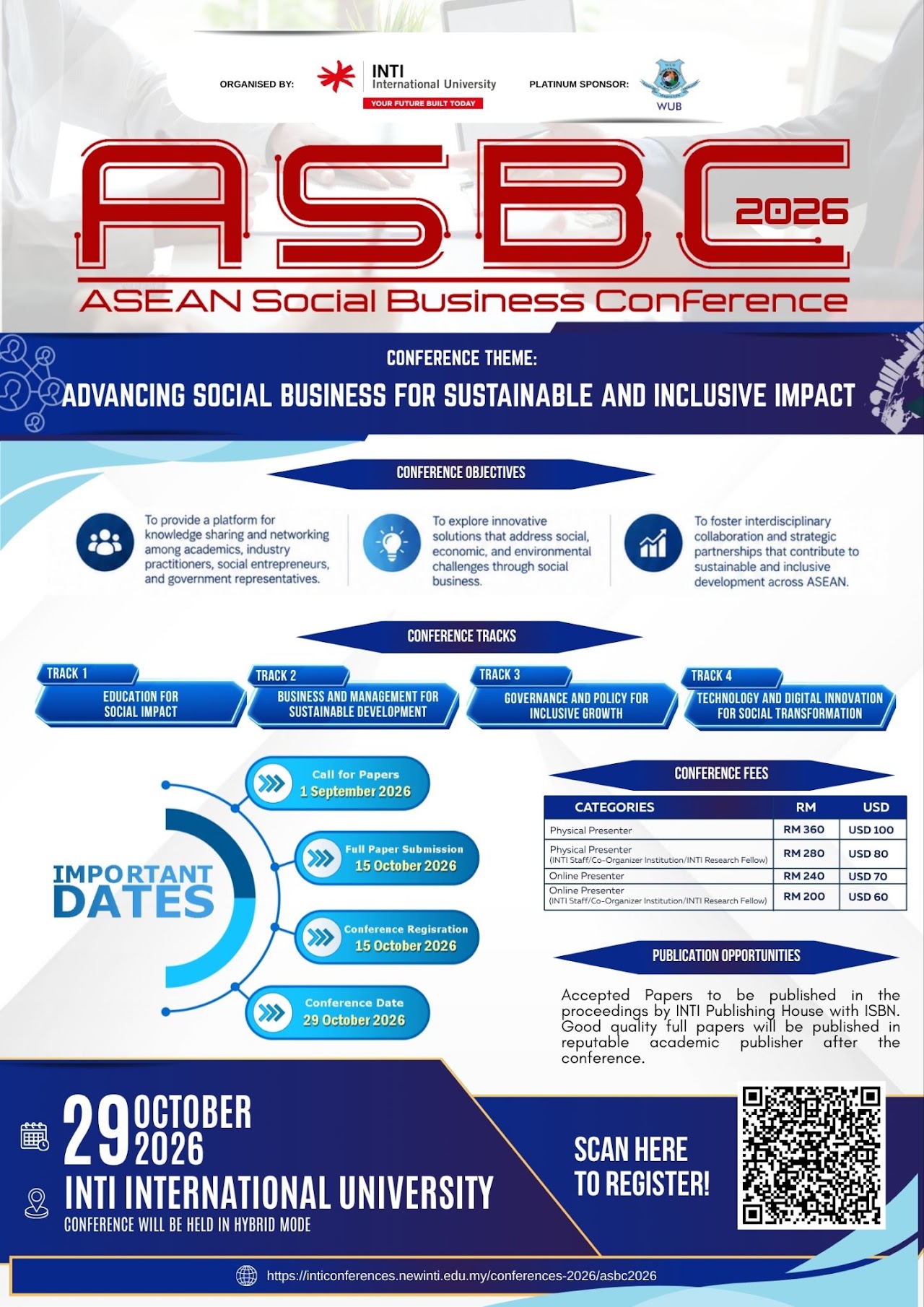 Asian University of Bangladesh (AUB) is proudly co-organizing the international ASEAN Social Business Conference (ASBC 2026) in collaboration with INTI International University, Malaysia. image