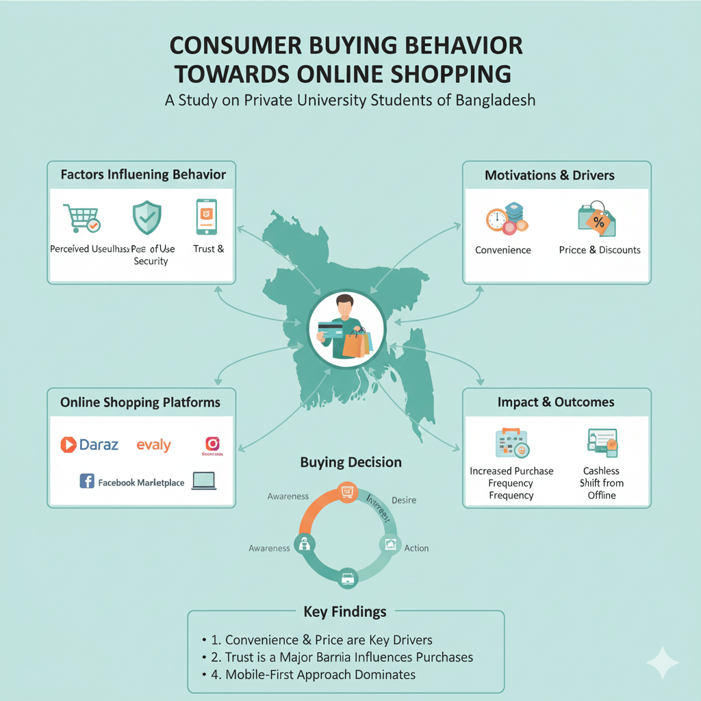 CONSUMER BUYING BEHAVIOR TO ONLINE SHOPPING: A STUDY ON PRIVATE UNIVERSITY STUDENTS OF BANGLADESH image