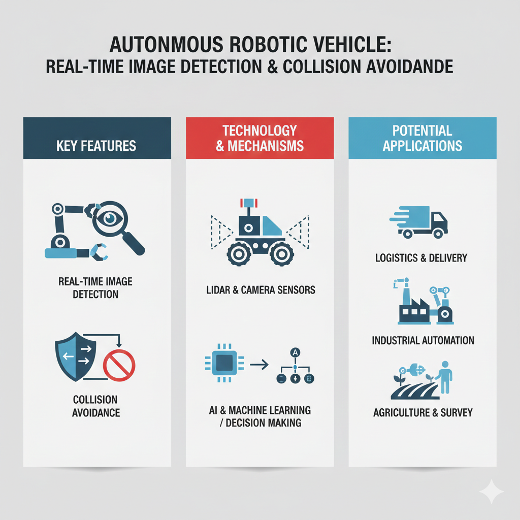 Fully Automated Robotic Vehicle with Real Time Image  Detection and Collusion Avoiding Features